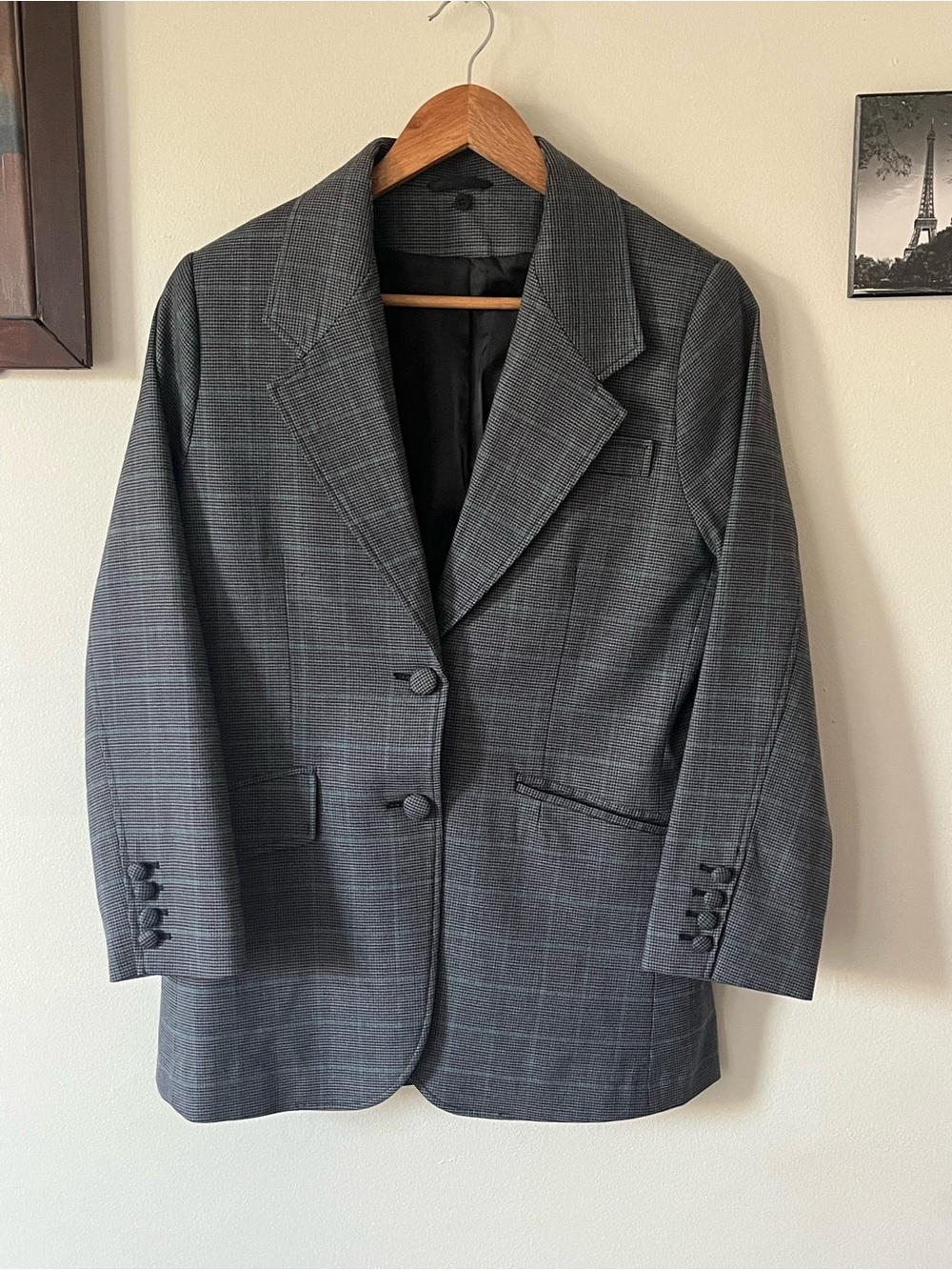 Prada retail Gray Plaid Single-Breasted Blazer- Large